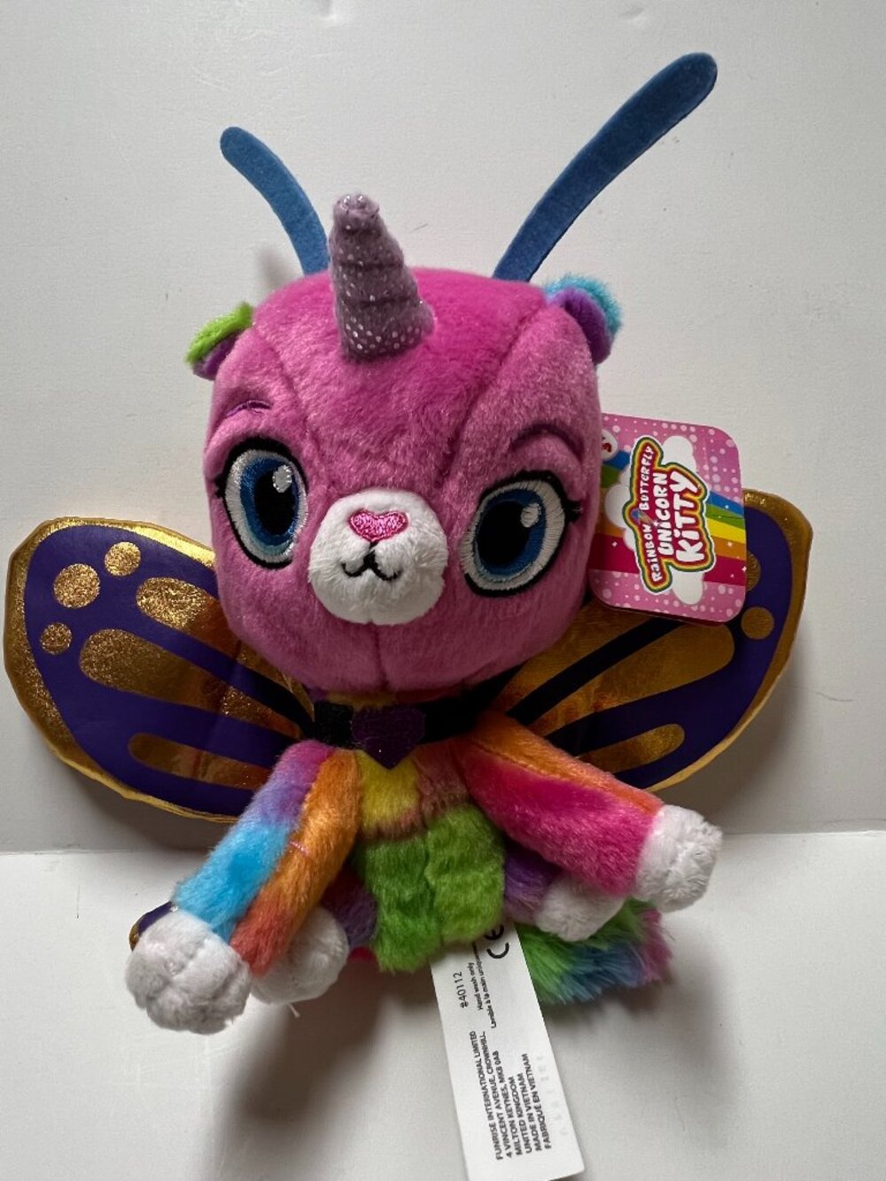 Rainbow Butterfly Unicorn Kitty Plush Stuffed Animal Toy 8" butterfly felicity